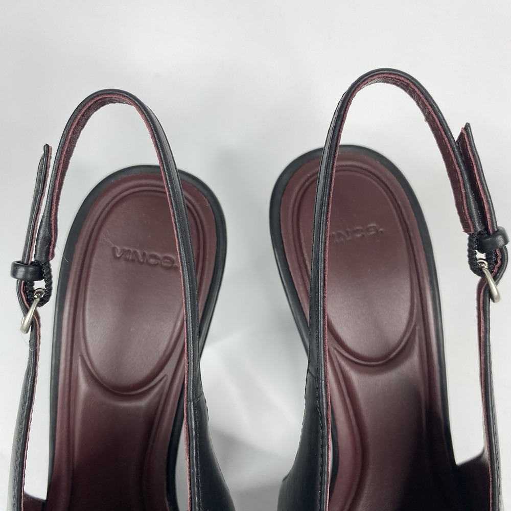 Vince Devi Black Leather Slingback Heels Pointed Toe Pumps Women's Size 9M - Picture 12 of 16